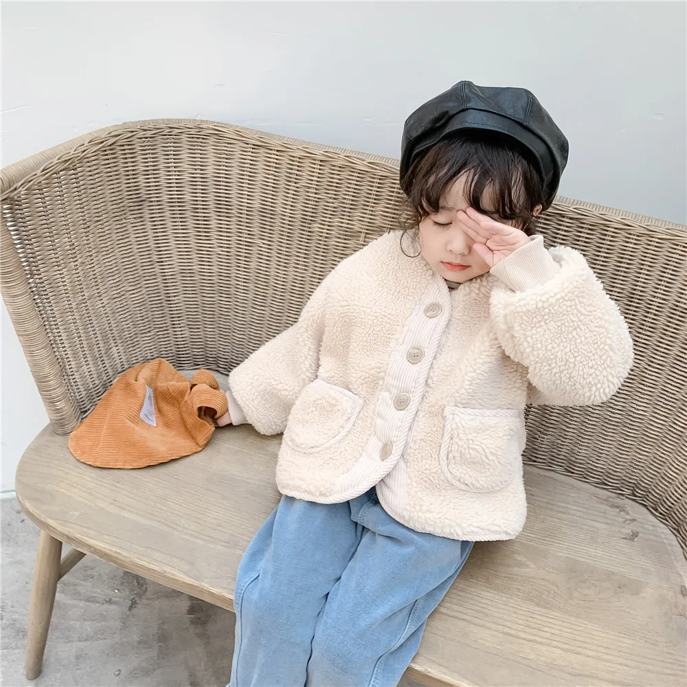 New 2020 Baby Girl Wool Jacket for Fur Coats Toddler Outfits Thick Jackets Kids Winter Clothes Children Outerwear | Детская одежда и