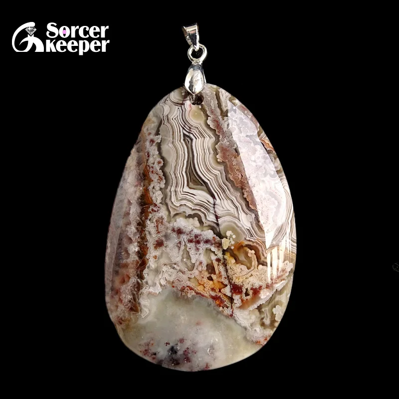

Natural Gem Stone Crazy Lace Rosetta Agates Pendant Fit DIY Necklace Slide Healing Beads for Women Men Jewelry Making BF280