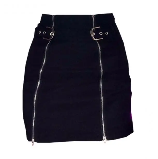 

2021 Sexy Bodycon Zipper Slit Black Mini Skirts Gothic Streetwear High Waist Vintage Stretch Short Skirts Female Casual Party