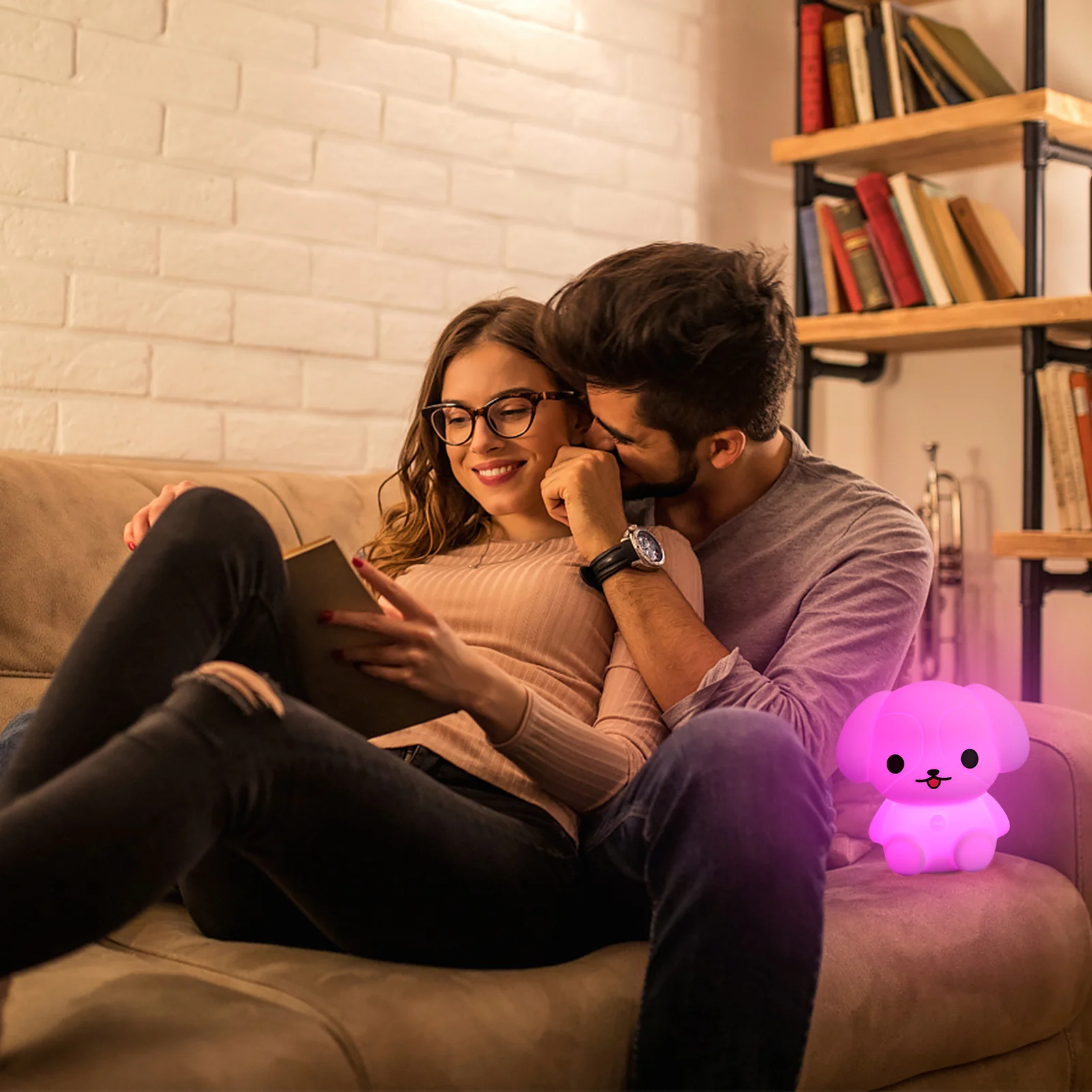 

Светодиодный ночсветильник 3D в виде собаки из мягкого силикона, 9 меняющихся цветов, сенсорный датчик для украшения дома, спальни DTT88