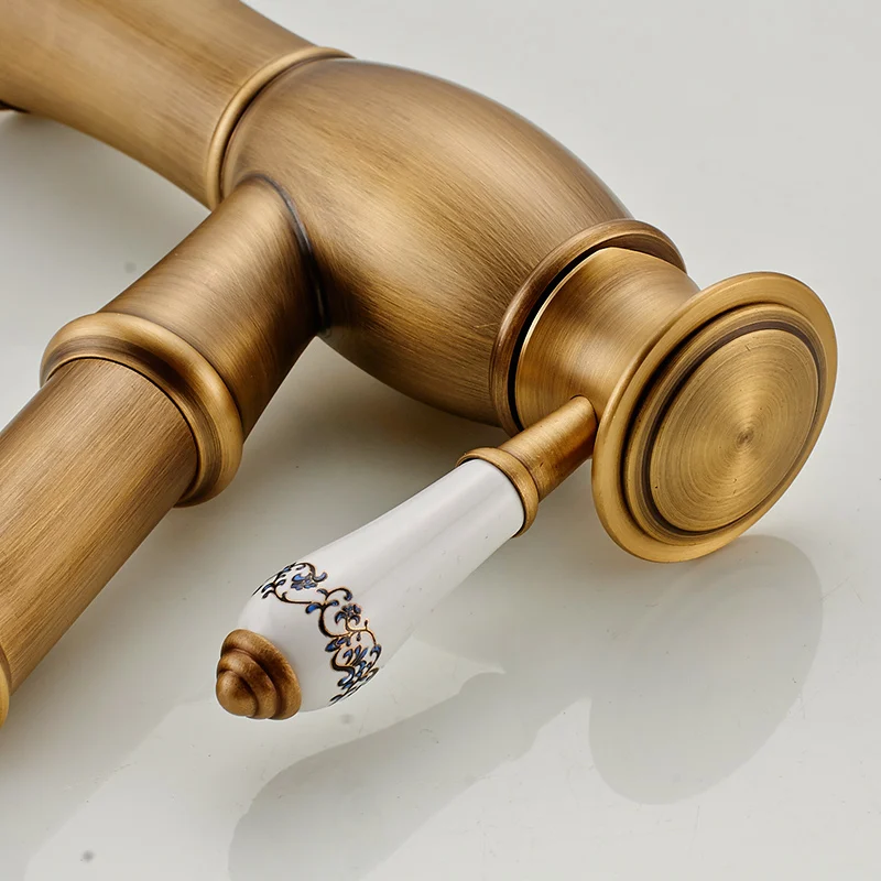 Смеситель для раковины в античном стиле кран из твердой латуни и бронзы с