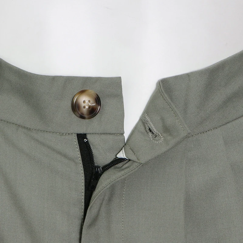 

TWOTWINSTYLE Casual Green Straight Trousers For Women High Waist Minimalist Solid Wide Leg Pants Females 2021 Spring Fashion New