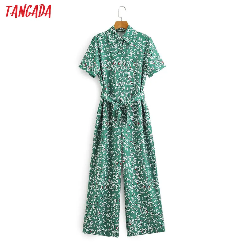 Женский Длинный комбинезон с принтом в виде листьев Tangada повседневный короткими