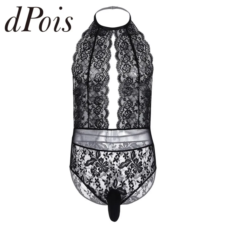 Мужское цветочное кружевное цельнокроеное нижнее белье Sissy сексуальное гей