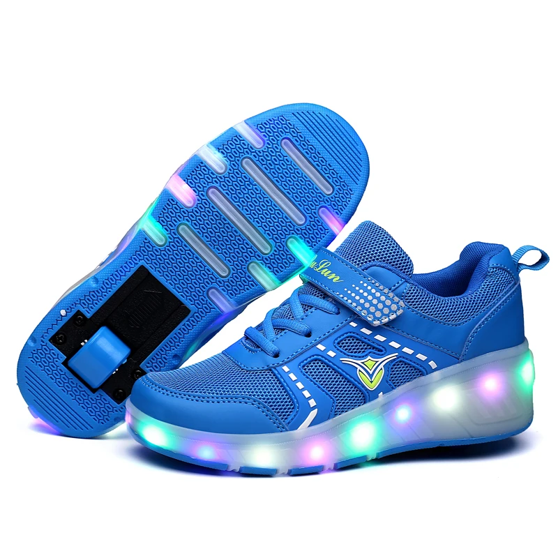 Детские светящиеся кроссовки, кроссовки с колесами, светодиодный светильник, роликовые коньки, спортивный светящийся светильник, обувь для... от AliExpress WW