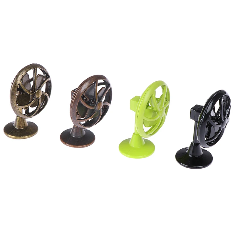 

new 1/12 Dollhouse Miniature Accessories Mini Alloy Electric Fan Simulation Model Toys for Doll House Decoration