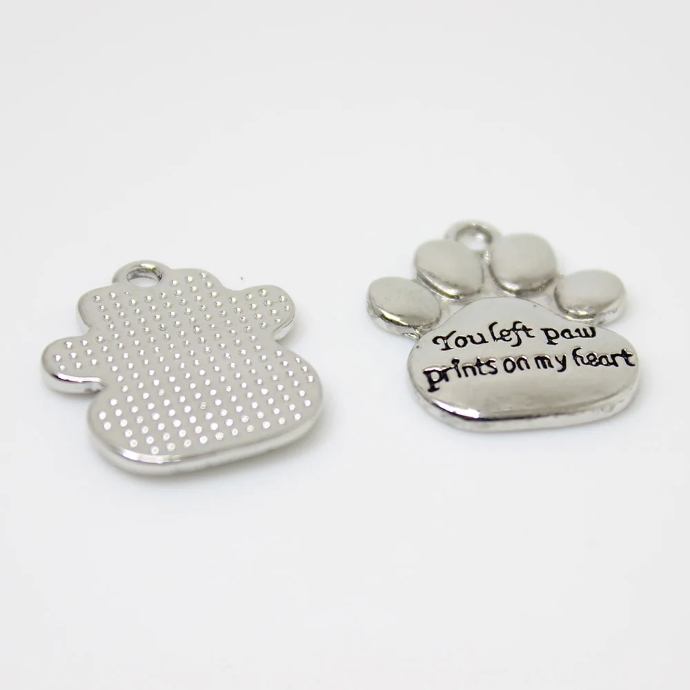 10 шт. 23x19 мм цинковый сплав покрытие слева от лап отпечатков на моем сердце