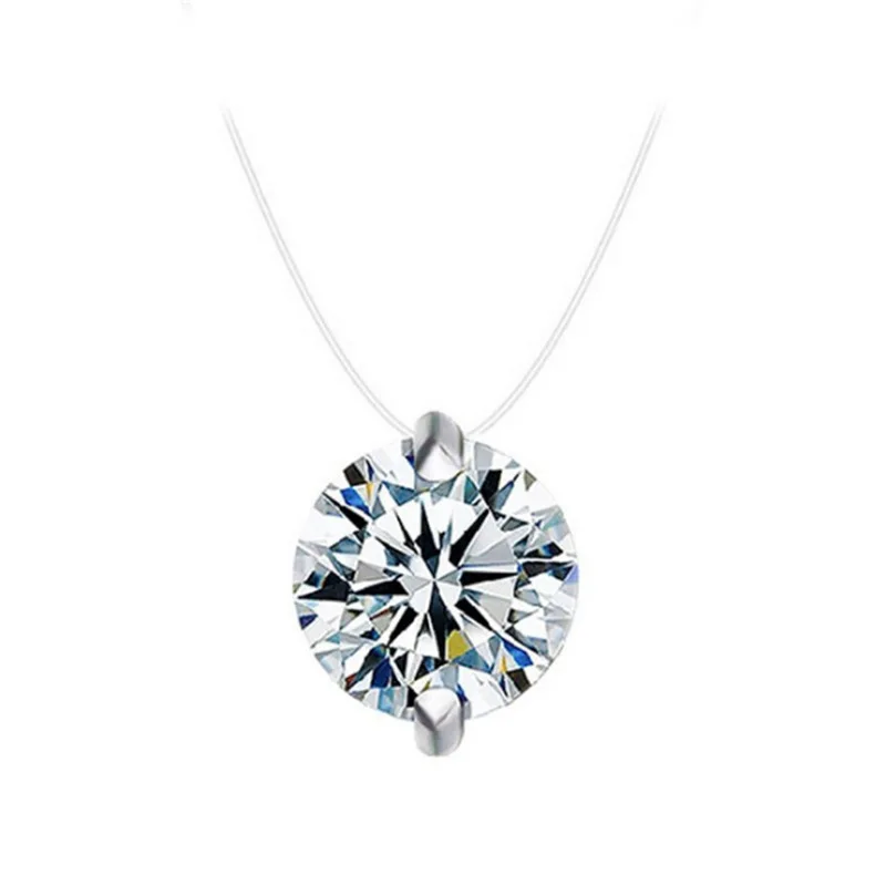 

Choker Invisible Fish Line Crystal Necklace Pendants Neck Zircon Women Clavicle Chain Lady Feminino Collar