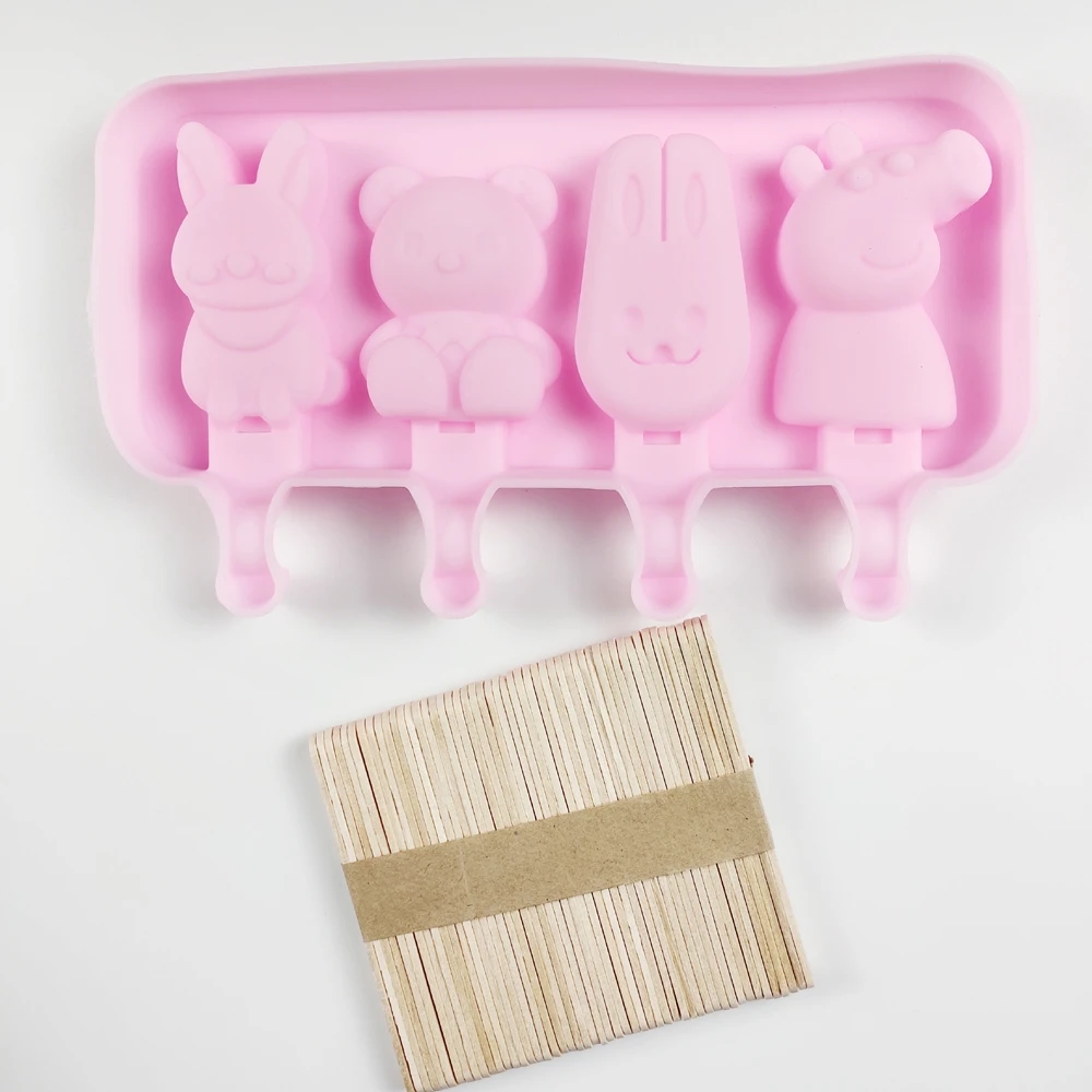 4 сетки животных силиконовые формы мороженого эскимо DIY домашний десерт