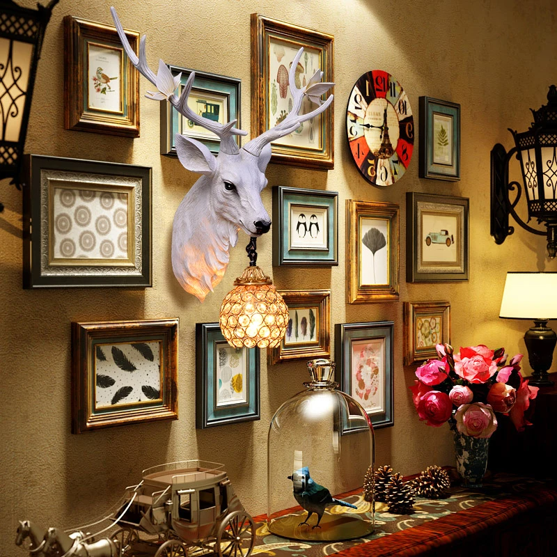 Современный рога настенный светильник креативный олень для гостиной Buckhorn кухня