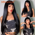 Парик из 100% человеческих волос Bone Staight с челкой, парик свободного покроя с глубокой волной, парик для женщин, бразильские волосы Remy, парик натурального цвета