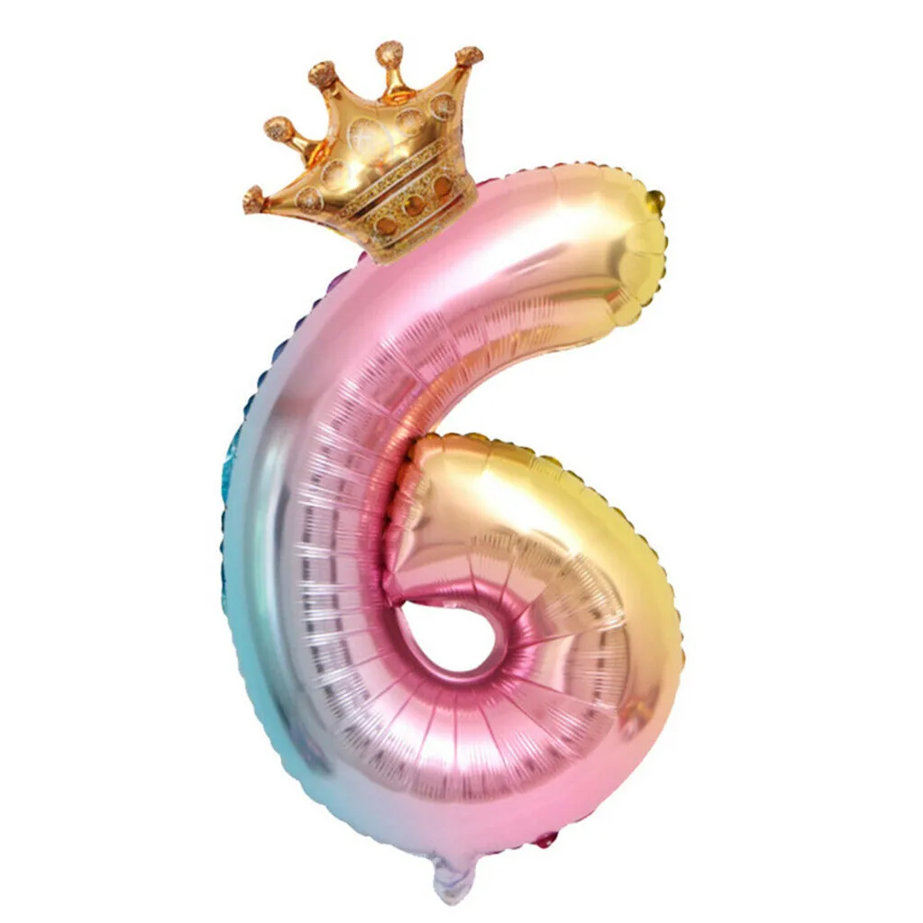 32inch Number Foil Balloons with Crown Digit Air Ballons Kids Birthday Party Wedding Decor Baloons Event Supplies 2020 | Дом и сад
