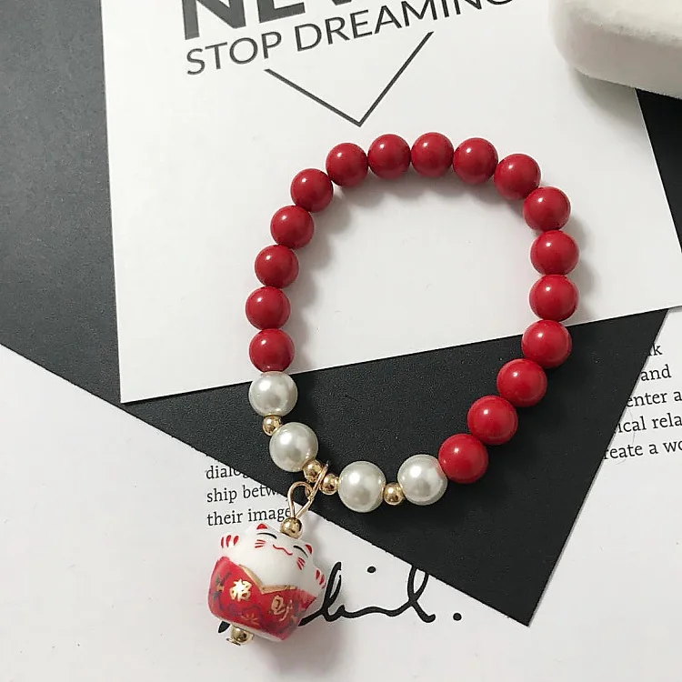 Модные женские красочные бисерные браслеты Lucky Cat OL, браслеты со стеклянными шариками и кристаллами для девочек Kawaii, повседневные Розовые ювелирные изделия высокого качества - Окраска металла: 9
