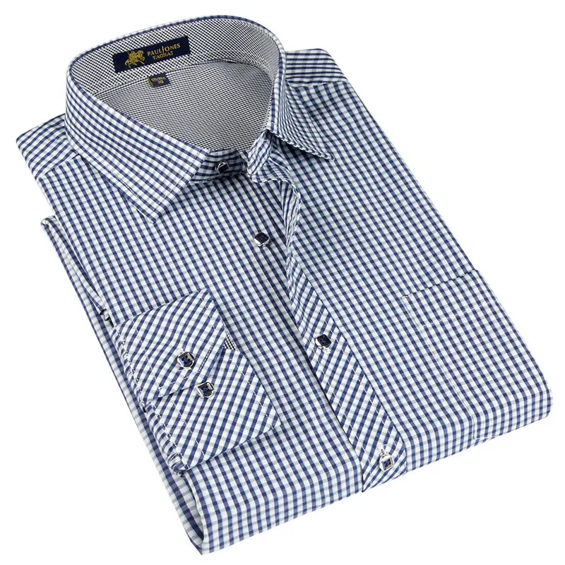 

Men's Contrast Color Patchwork Plaid Casual Shirts New Arrival Men's Formal Business Dress Shirts Fashion Design Round Hem