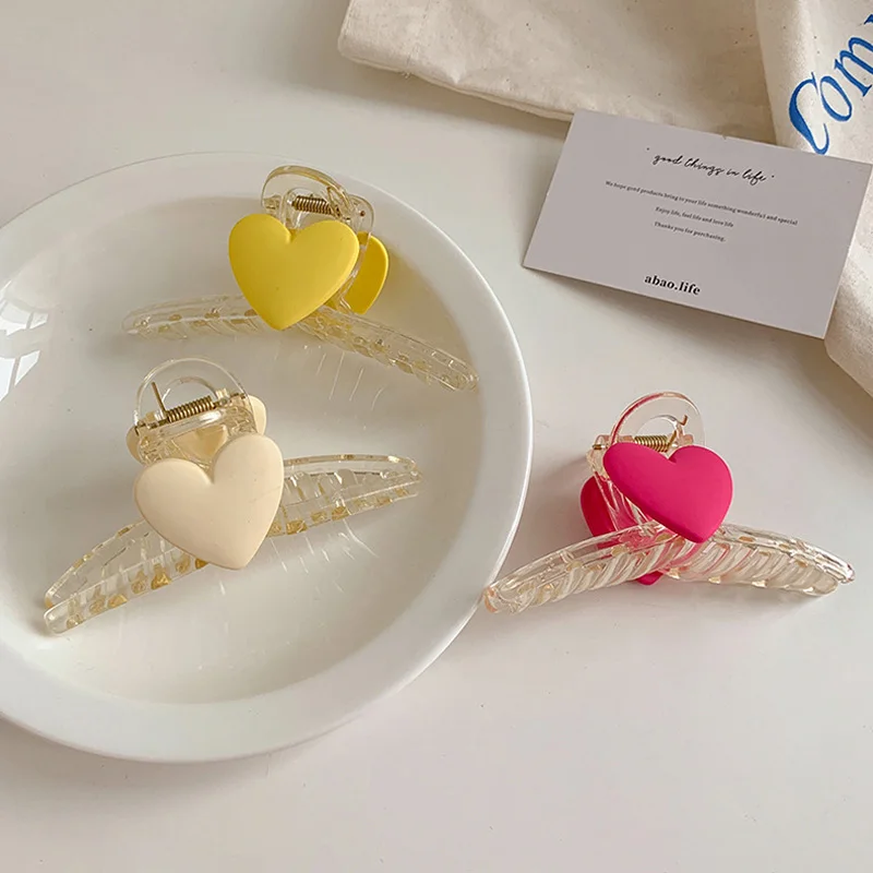 

New Women Cute Heart Plastic Hair Claws Sweet Back Hair Hold Hair Decorate Clips Hairpins Headband Fashion Hair Accessories