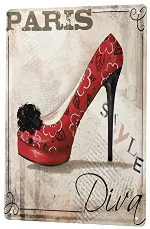 

Sexy Fun Decorative Sign Metal Plate Decorative Sign Home Decoration Plaque Plate High Heels Paris Metal Wall Panel 8X12 Inches