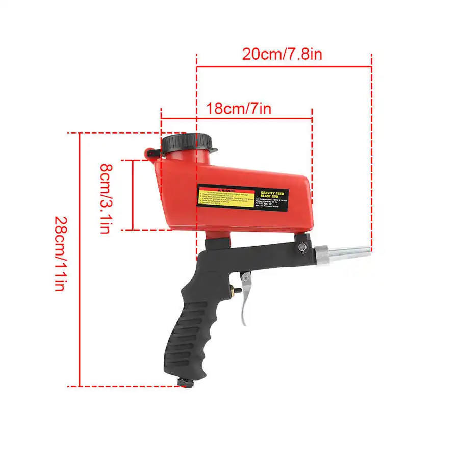 

1/4" 90PSI Pneumatic Sandblasting Gun Portable Sandblaster Gun with Hopper for Remove Rust Paint Scale