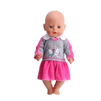 doll clothes lovely rose red grey dress fit 43 cm baby doll and 18 inch girl dolls accessories a13