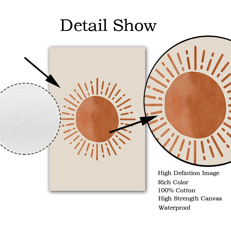 

Abstract Landscape Wall Art Pictures Sun and Moon Scene Boho Canvas Prints Painting No Frame Posters for Living Room Home Decor