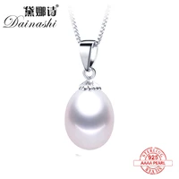 aaaa genuine freshwater pearl pendants 8 9mm 925 sterling silver necklace for women wholesale small size natural pearl jewelry