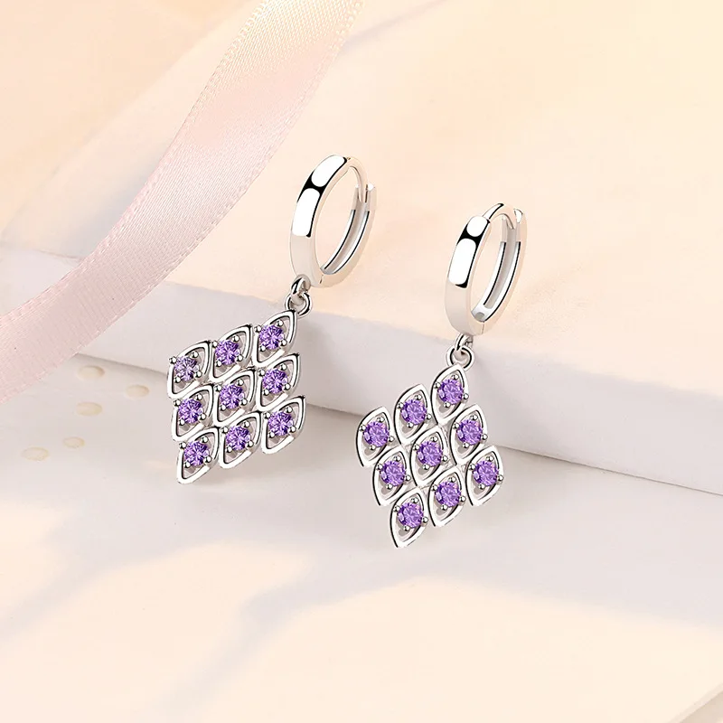 

KOFSAC Shiny Zircon Elegant Cute Peacock Tail Earrings For Women 925 Sterling Silver Jewelry Earring Lady Engagement Accessories