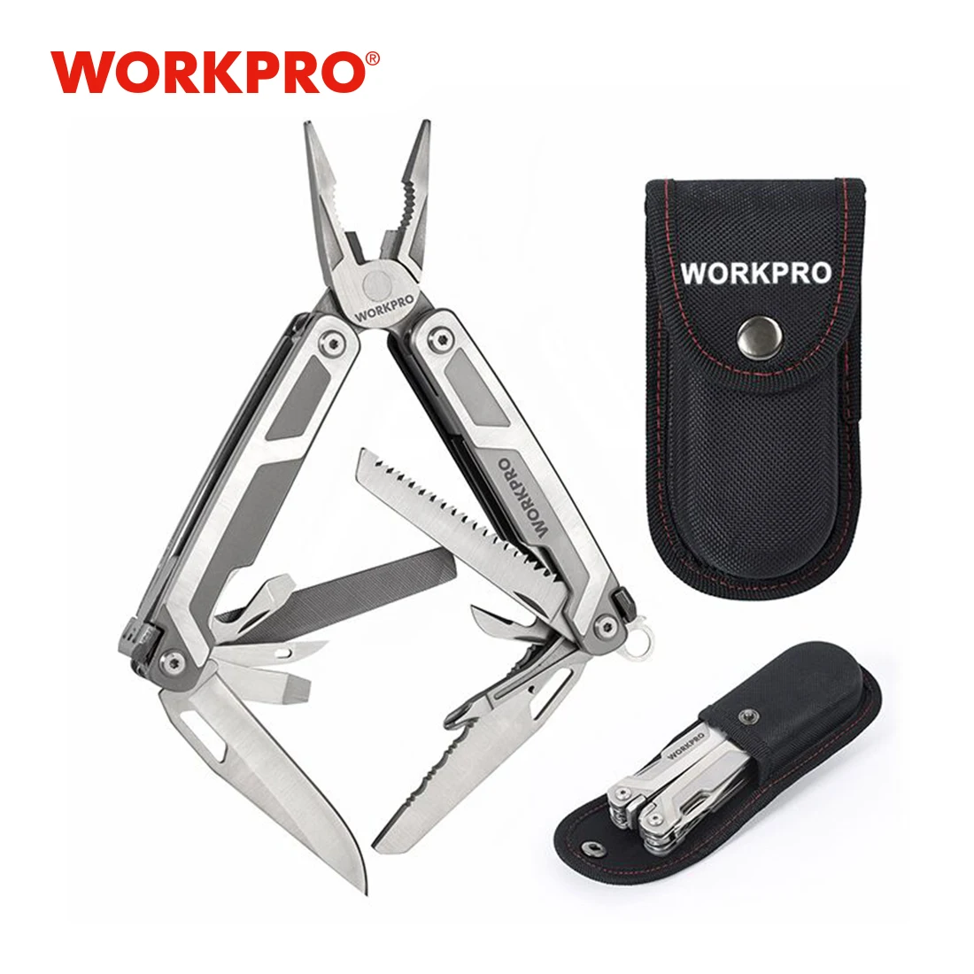  Складные плоскогубцы WORKPRO, Мультитул 15 в 1 для зачистки проводов, кемпинга 