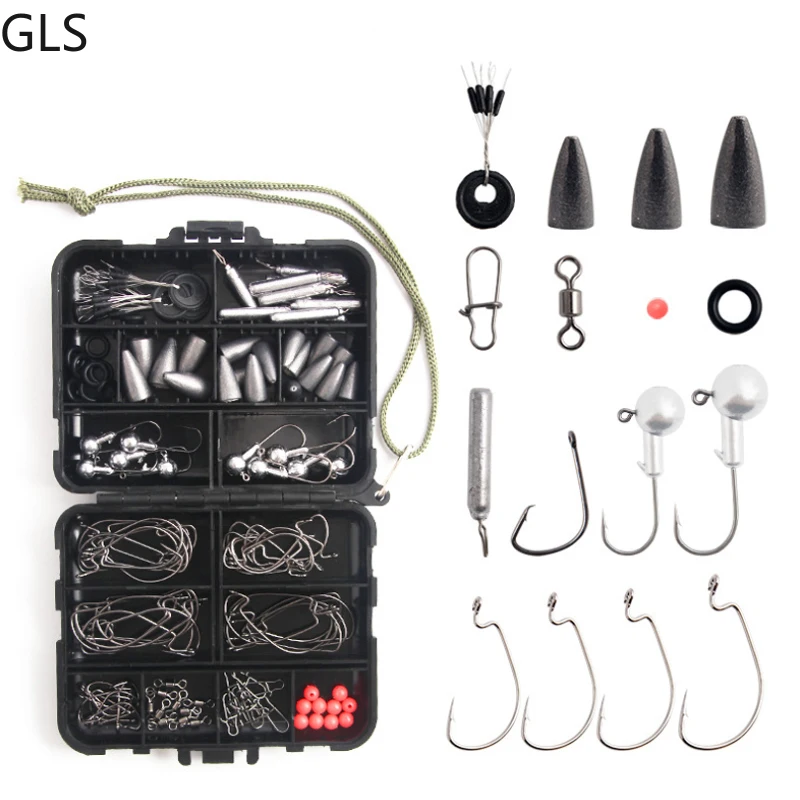 

2022 New Outdoor Portable Fishing Accessories Set Includes Durable Space Bean/Connector/Crank Hook/Lead Hook Tackle 133Pcs