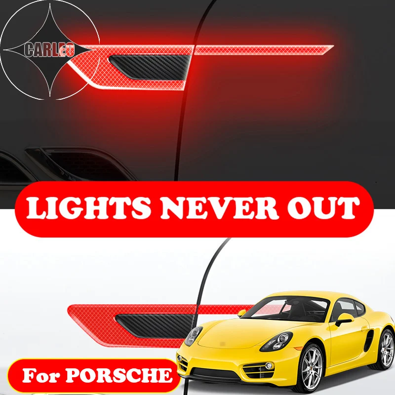

12pcs Car Reflective Stickers Universal for Porsche Cayenne Macan Cayman Carbon Fiber Auto Door Body Wheel Brow Luminous Trim