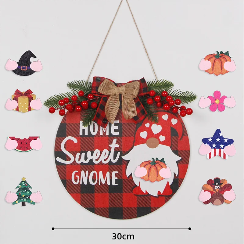 Colgante de puerta de Navidad, guirnalda de bienvenida para casa, decoraci&oacute;n de Navidad, lugar, colgante, list&oacute;n, adornos de corona-5