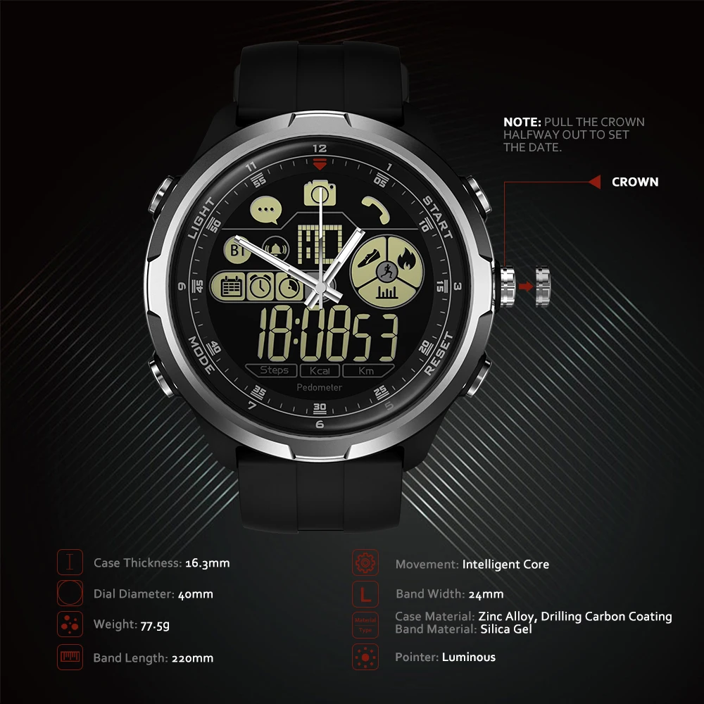2019 г. ZEBLAZE 4 HYBRID 1 24 дюйма FSTN и механические умные часы с сапфировым стеклом для