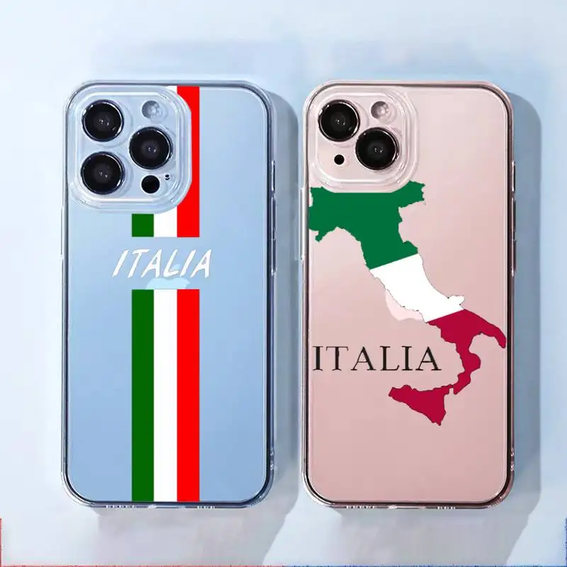 

italy flag Phone Case For iphone 13 12 11 8 7 plus mini x xs xr pro max Transparent soft