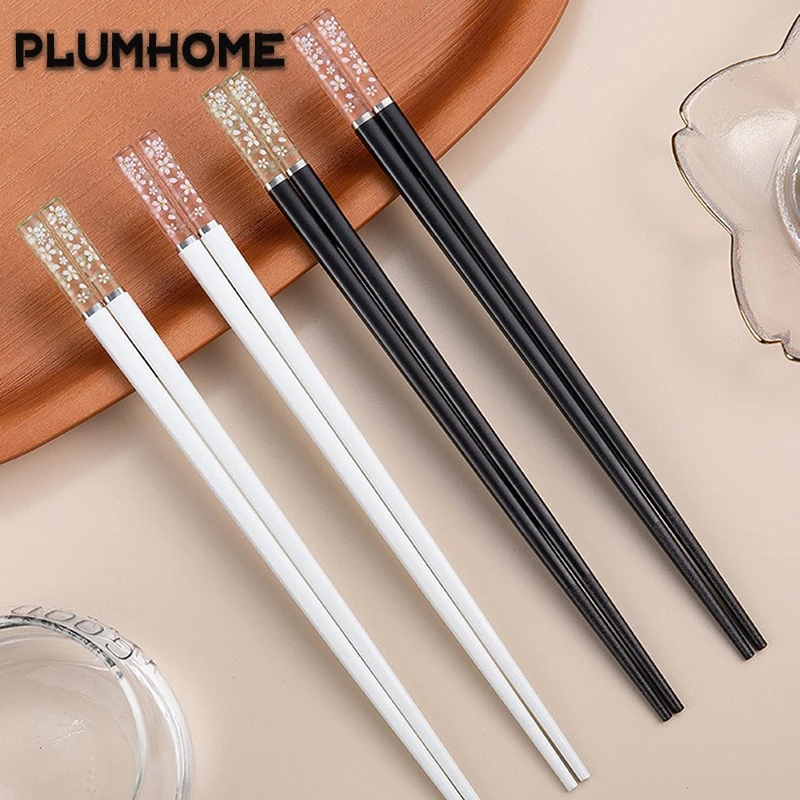 

Новинка, палочки для еды из сплава с янтарным цветком вишни, китайские палочки для еды, многоразовая посуда, кухонные принадлежности