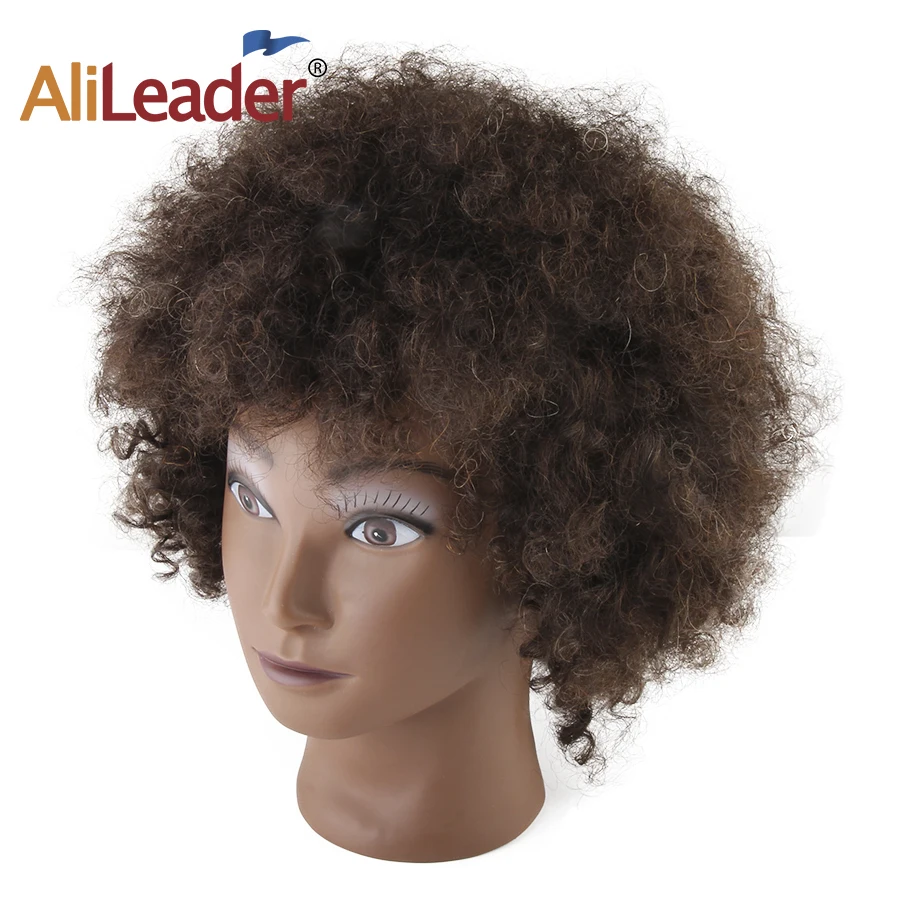 

Alileader 8" Afro Training Head Mannequin 100% Human Hair Styling Head Dyeing Cosmetology Manikin Hairdressing Salon Doll Head
