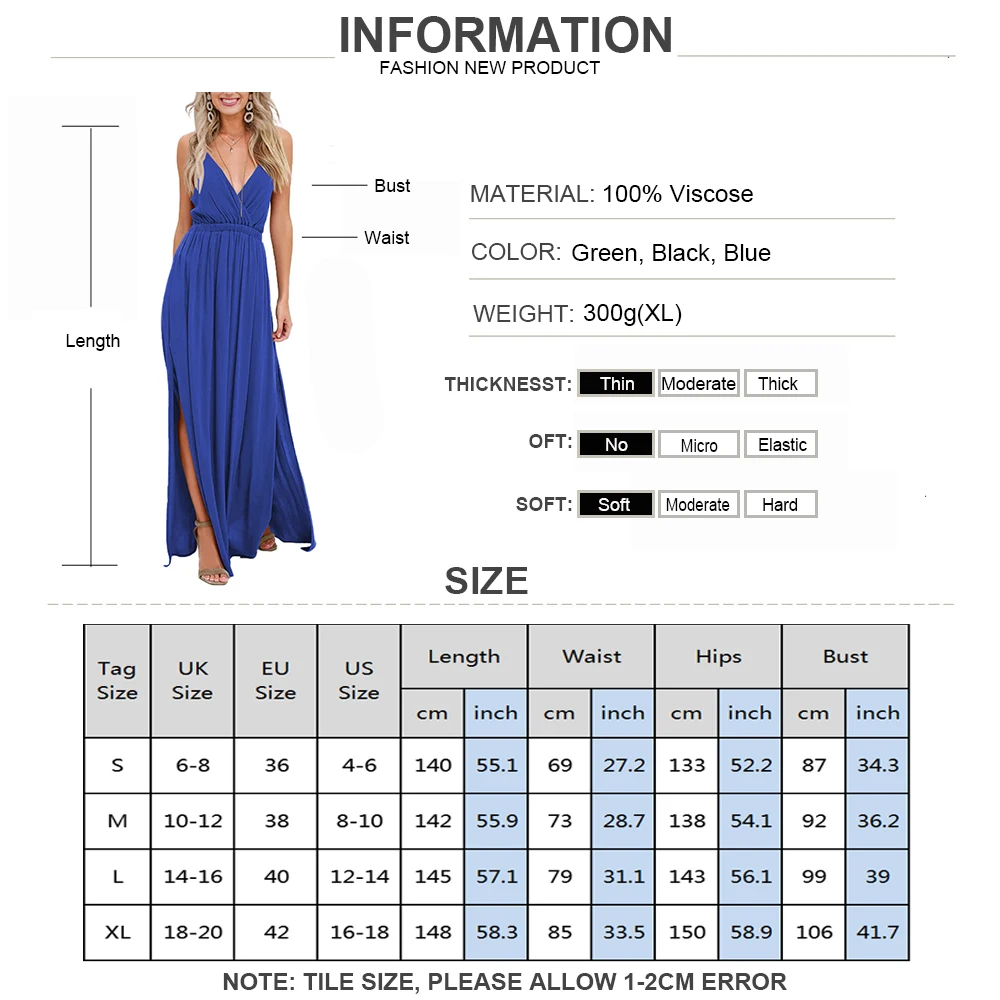 

Ladies V Neck Sleeveless Split Long Maxi Dress Spaghetti Strap Summer Dress Elegant Women Evening Party Dress Beach Sundress D30
