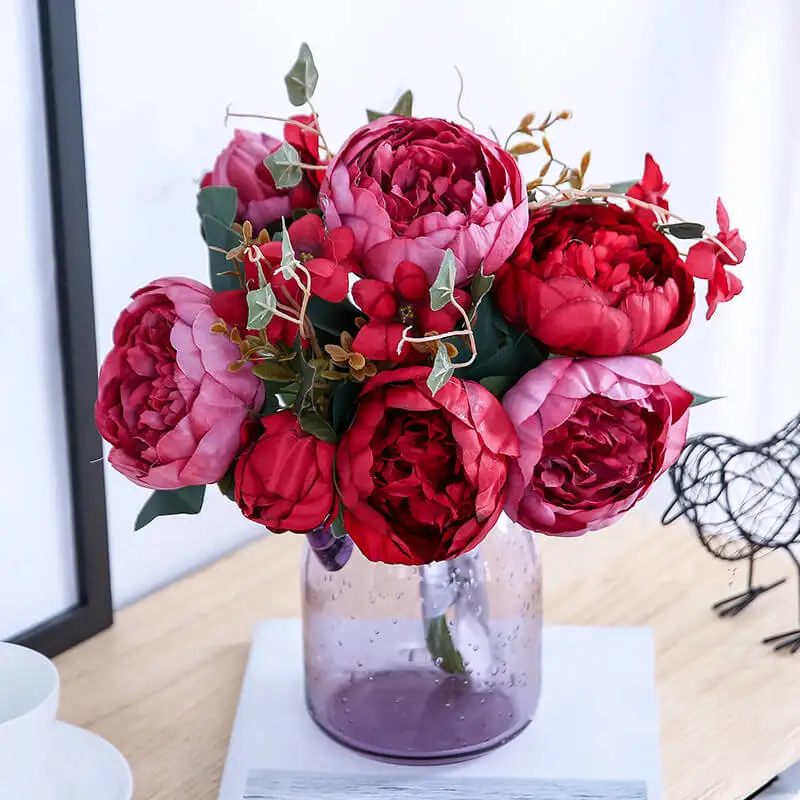 Искусственные цветы пиона с 11 головками букет осенних свадебных букетов