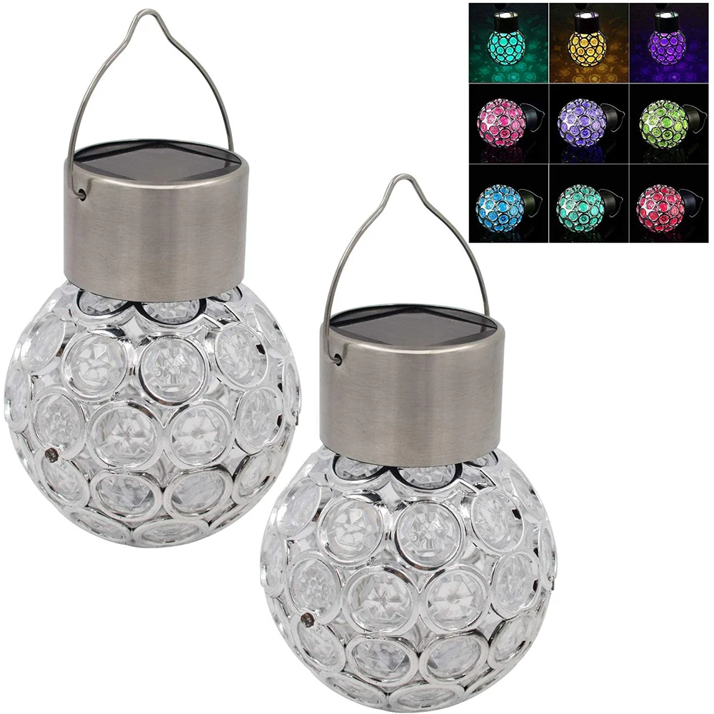

2 Packs Outdoor Garden Decoration Color Changing Solar Operated Hanging LED Crystal Ball Lights