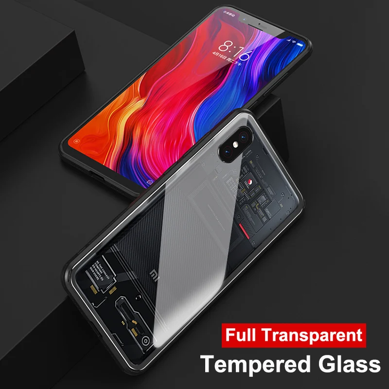 Чехол для телефона из закаленного стекла Xiaomi Mi 8 Mi8 прозрачная стеклянная задняя