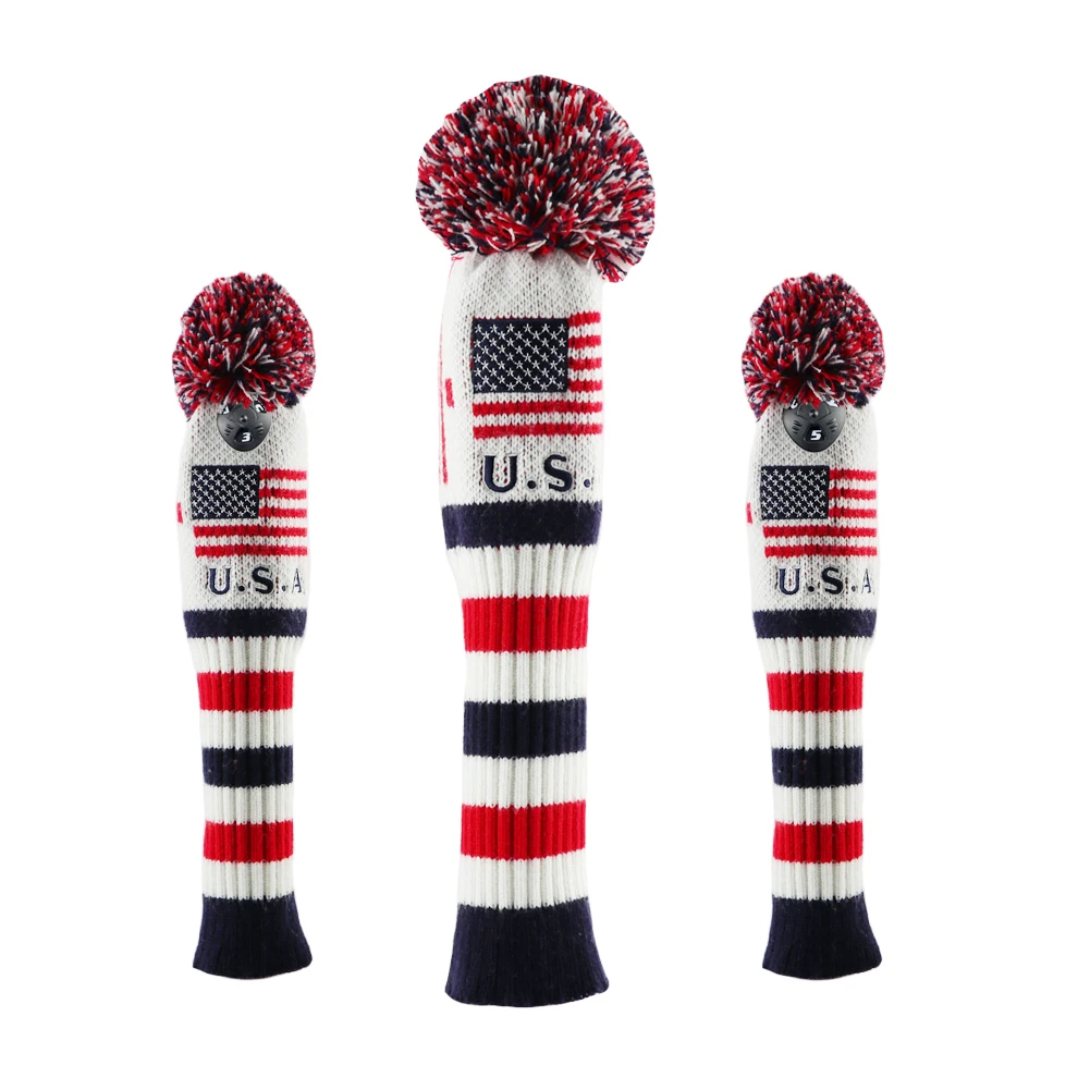

Golf Club Headcovers Driver Fairway Hybird 3Pcs/Set USA Knitting