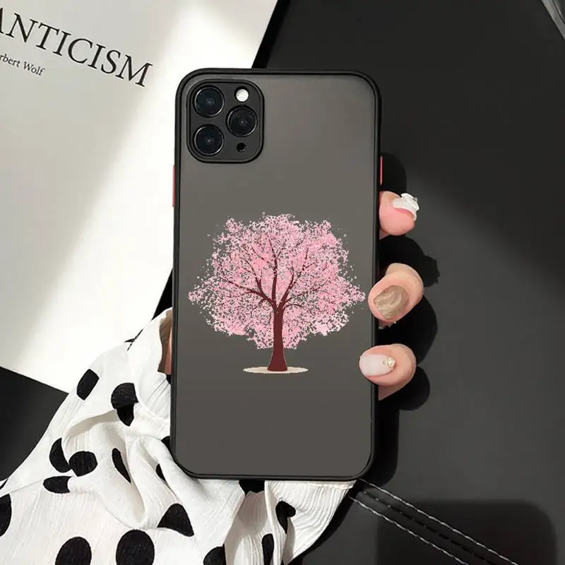 

Cherry blossoms luxury shell Phone Cases funda matte transparent For iphone 7 8 11 12 plus mini x xs xr pro max cover