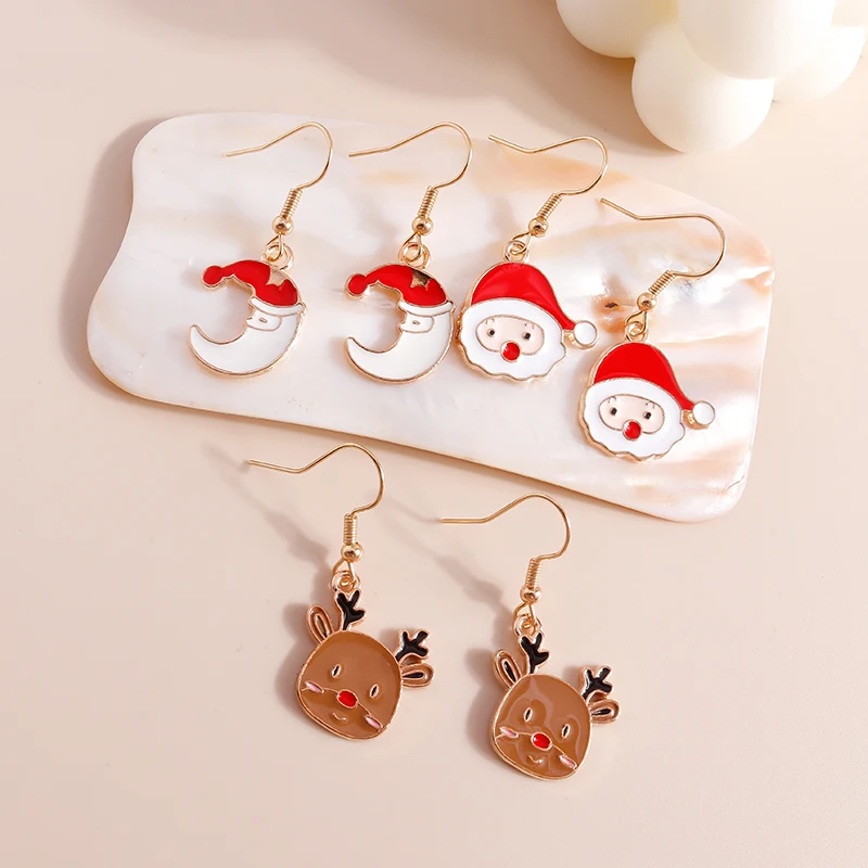 Новые рождественские серьги ювелирные изделия Санта-Клаус олень звезда