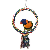 parrot cotton rope circle ring stand pet bird hanging swing cage chew play toy blocks swing food grade toys pets supplies