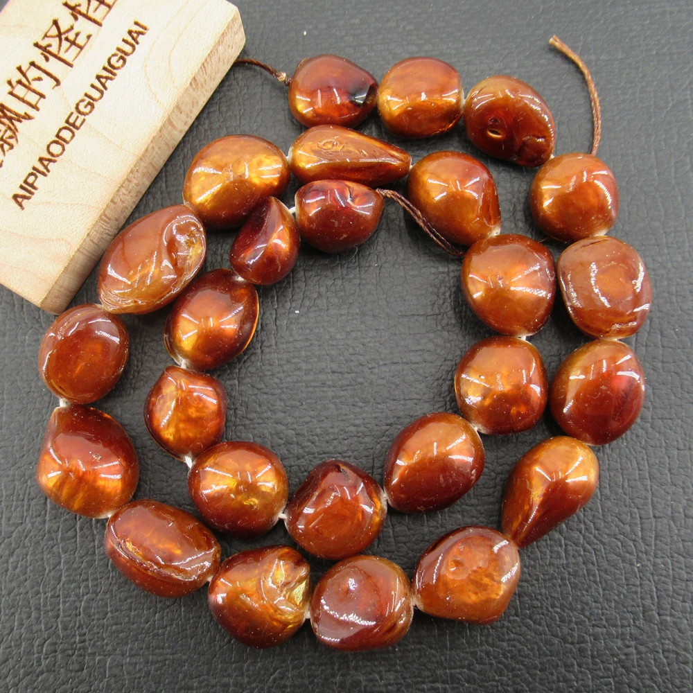 APDGG Wholesale 5 Strands Big Natural Brown Tooth Shell  Pearl Beads 15'' Loose Beads Jewelry Making DIY