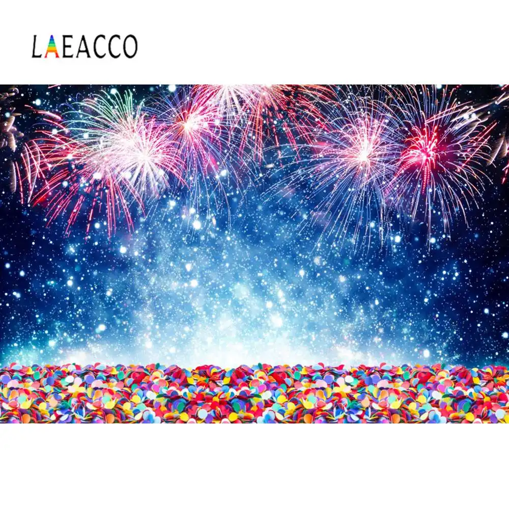 Laeacco Фейерверк Блестящий праздник вечерние с новым годом живописные фото фон фотографические фоны фотостудия