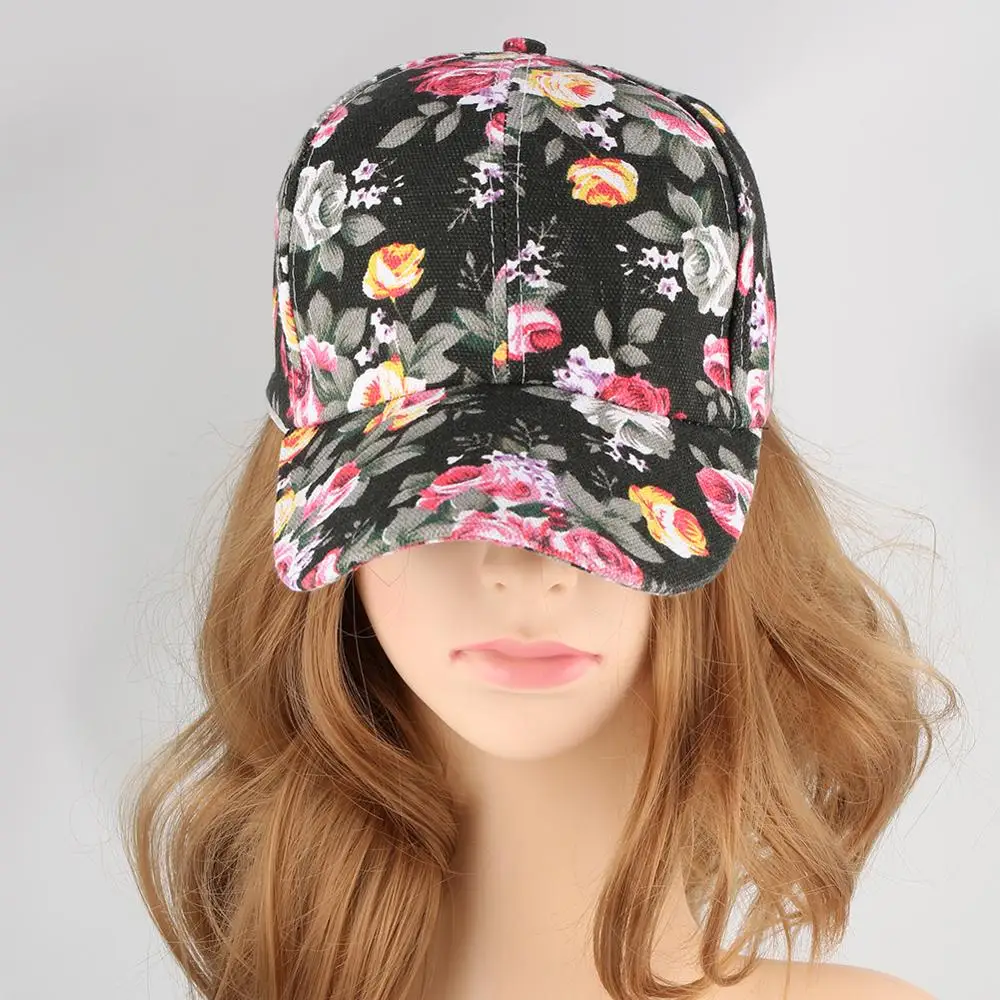 Бейсболка женская с цветочным рисунком регулируемая короткая спортивная кепка в