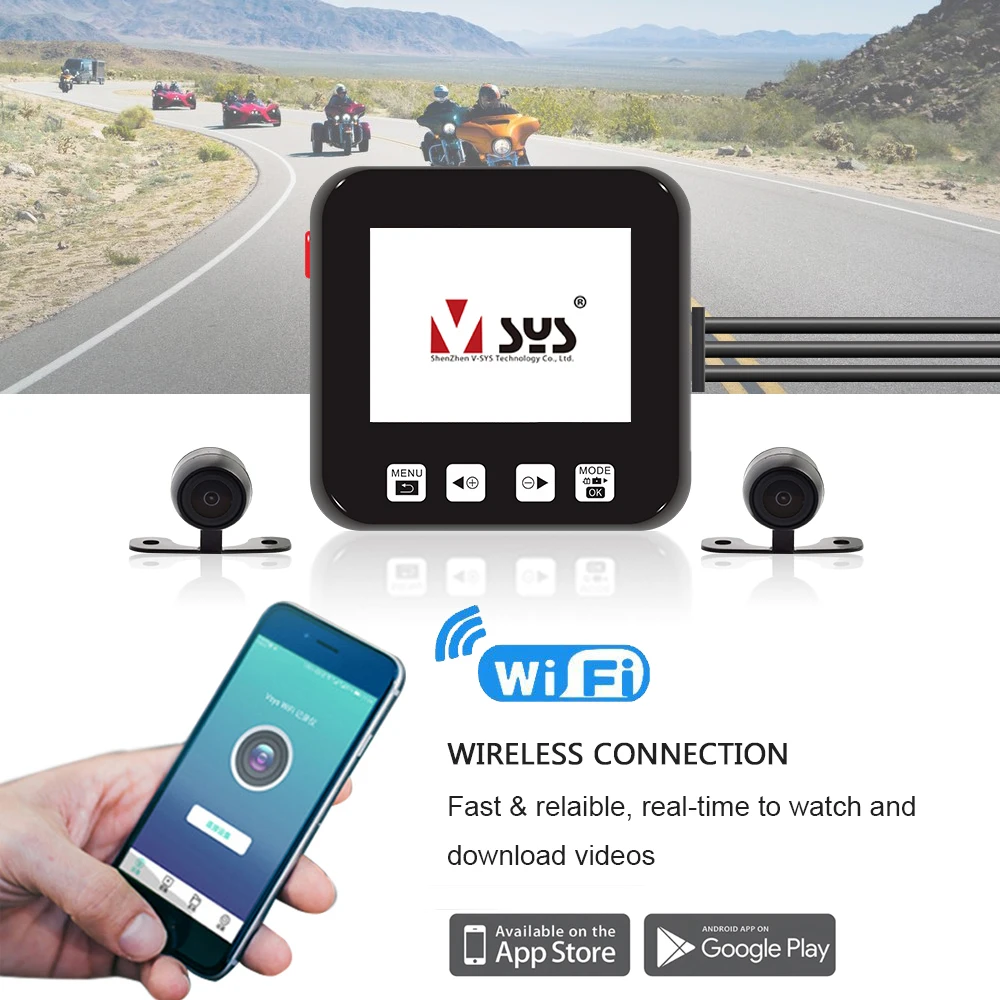 SYS VSYS M6 WiFi Двойная мотоциклетная камера регистратор видеорегистратор Передняя
