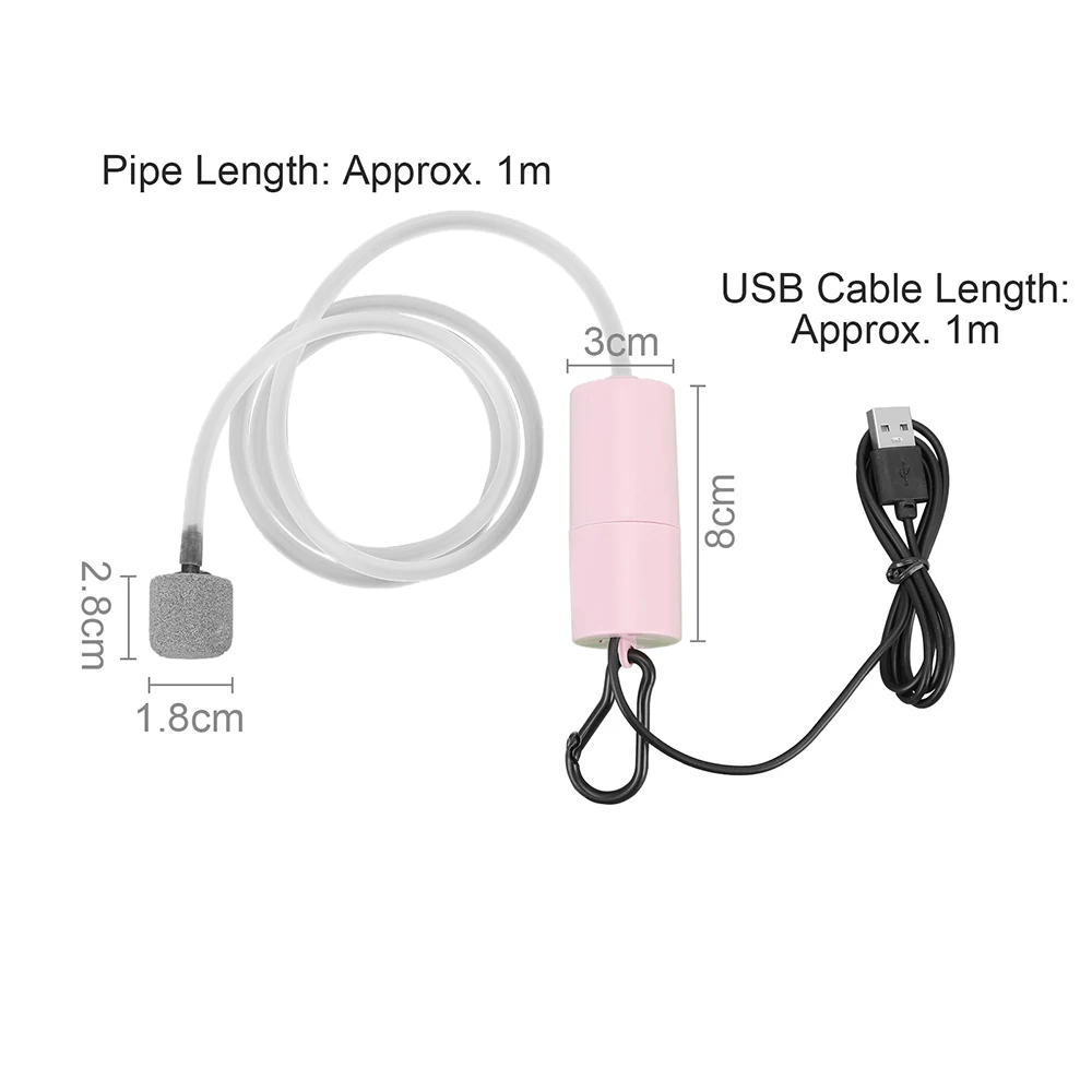 

Aquarium Fish Tank USB Oxygen Air Pump Mini Mute Energy Saving Supplies Portable Mini Aquatic Terrarium Fish Tank Accessories