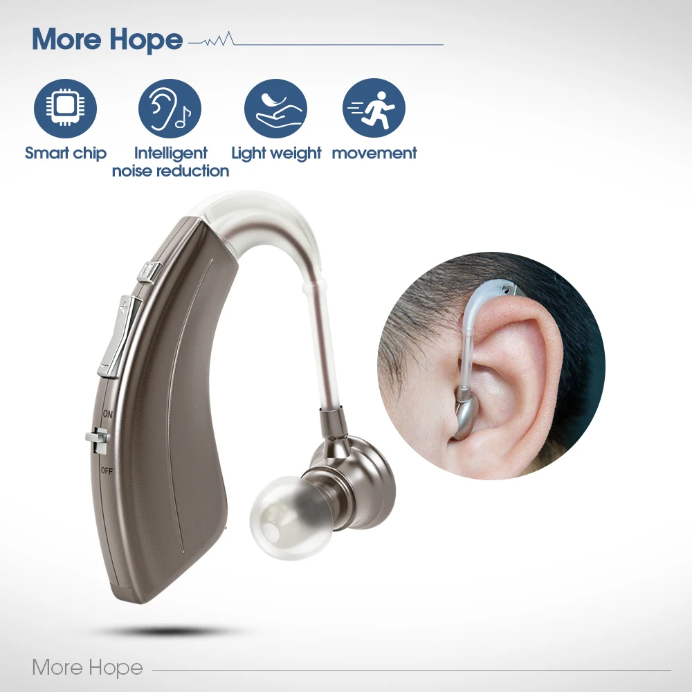 Беспроводное Цифровое шумоподавление невидимый слуховой аппарат 600 часов + Срок