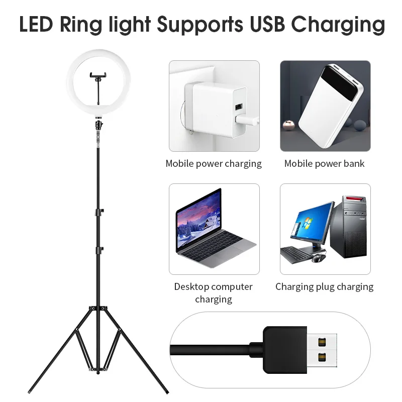 

10inch LED Selfie Ring Light Photography RingLight Phone Stand Holder Tripod Circle Fill Light for Makeup Youtube Live Ring Lamp