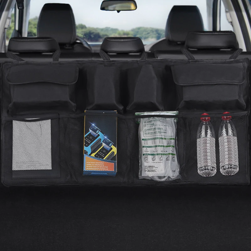 

Multi Hanging Nets Pocket Car Rear Seat Back Storage Bag Oxford Automobile Seat Back Organizers Bag Car Interior Accessories