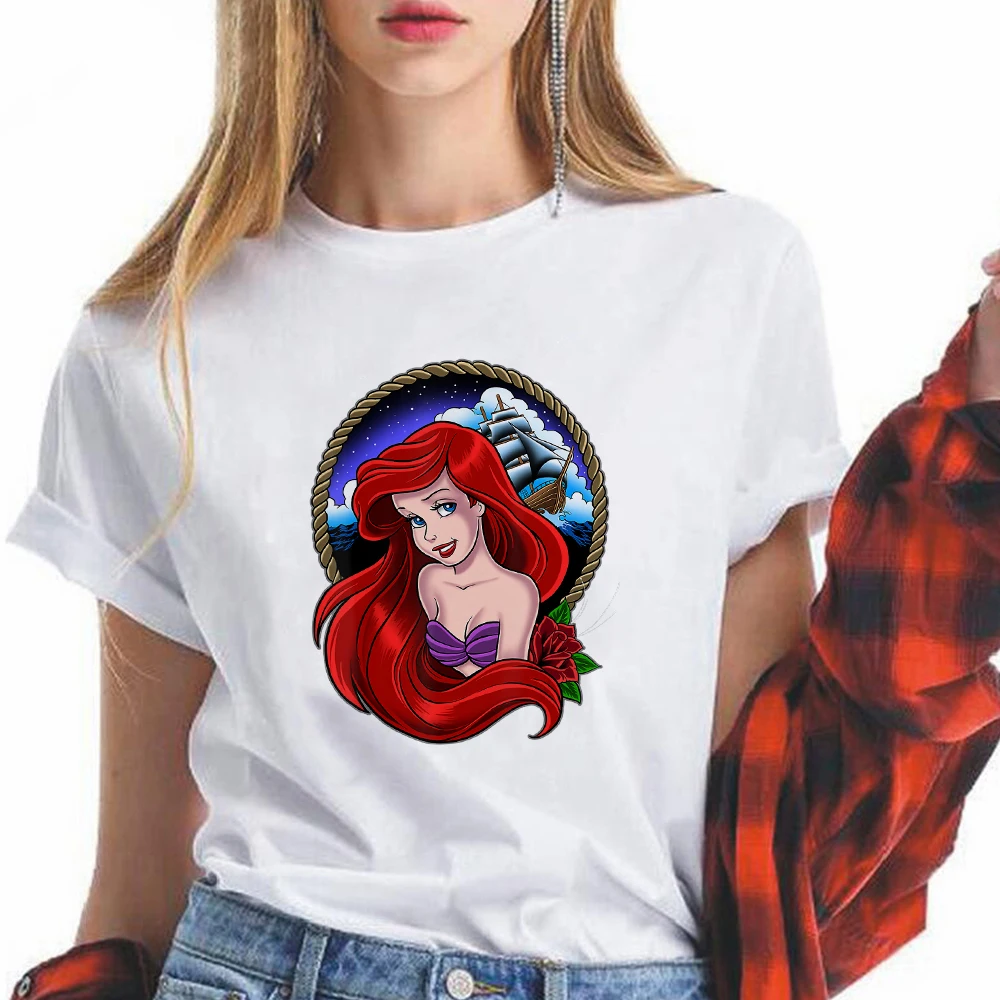 Футболка Ariel женская с коротким рукавом брендовая одежда Disney милая рубашка